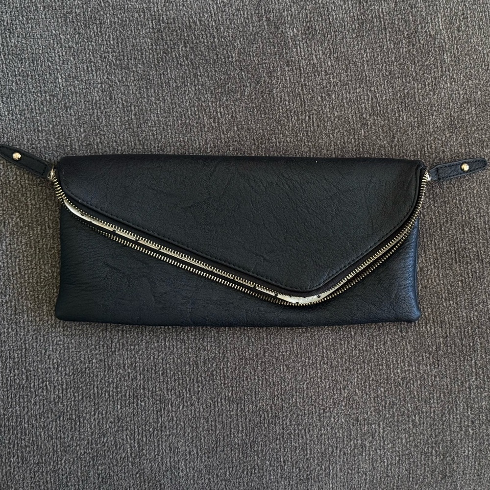 Black Leather Clutch Bag